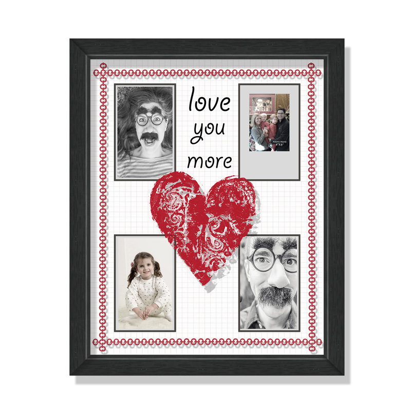 PS Framed Photo Collage  with Art glass/ mat/3D elements