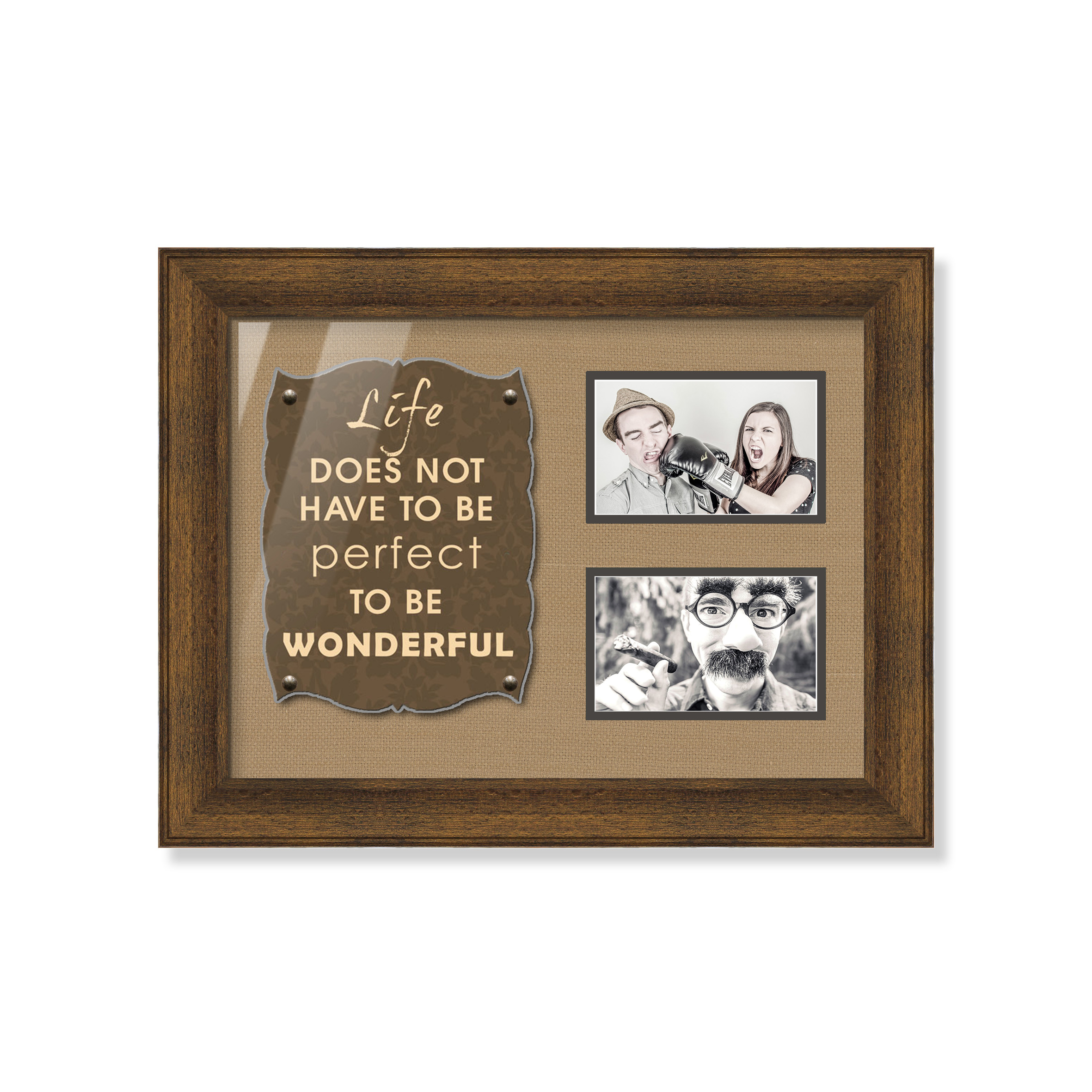 PS Framed Photo Collage  with Art glass/ mat/3D elements