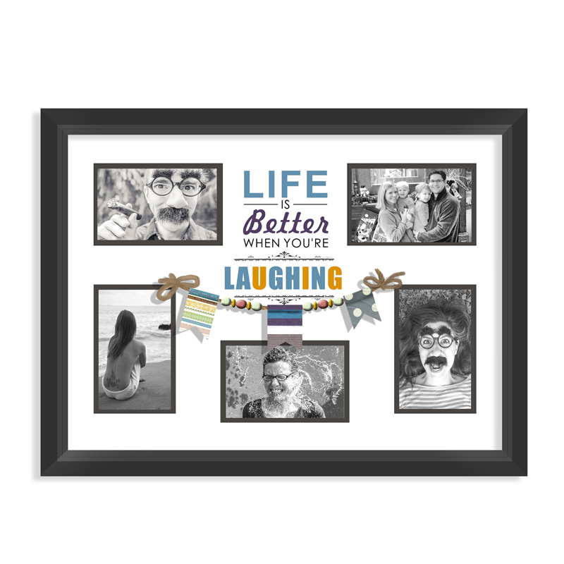 PS Framed Photo Collage  with Art glass/ mat/3D elements